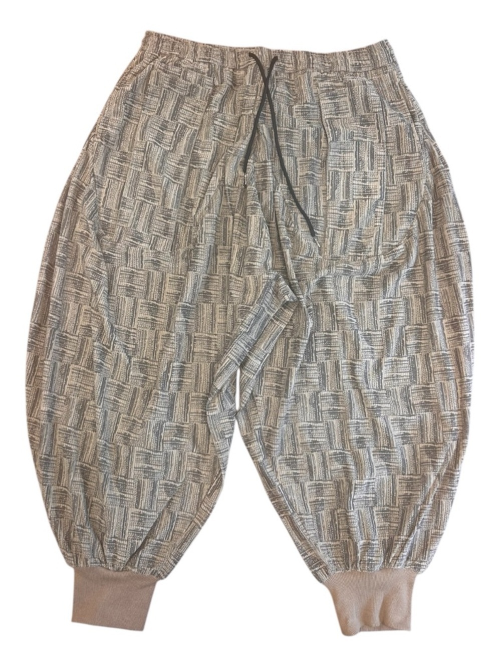 ❗️SOLD❗️ Men’s XXL Tan Geometric Loose Baggy Wide Leg Elastic Drawstring